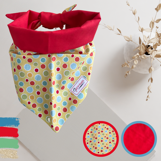Colorful Day & Red - Reversible Dog Bandana