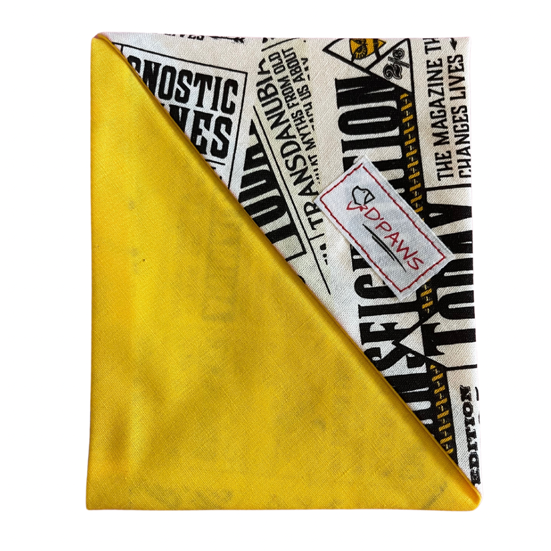Newspaper & Yellow - Reversible Dog Bandana