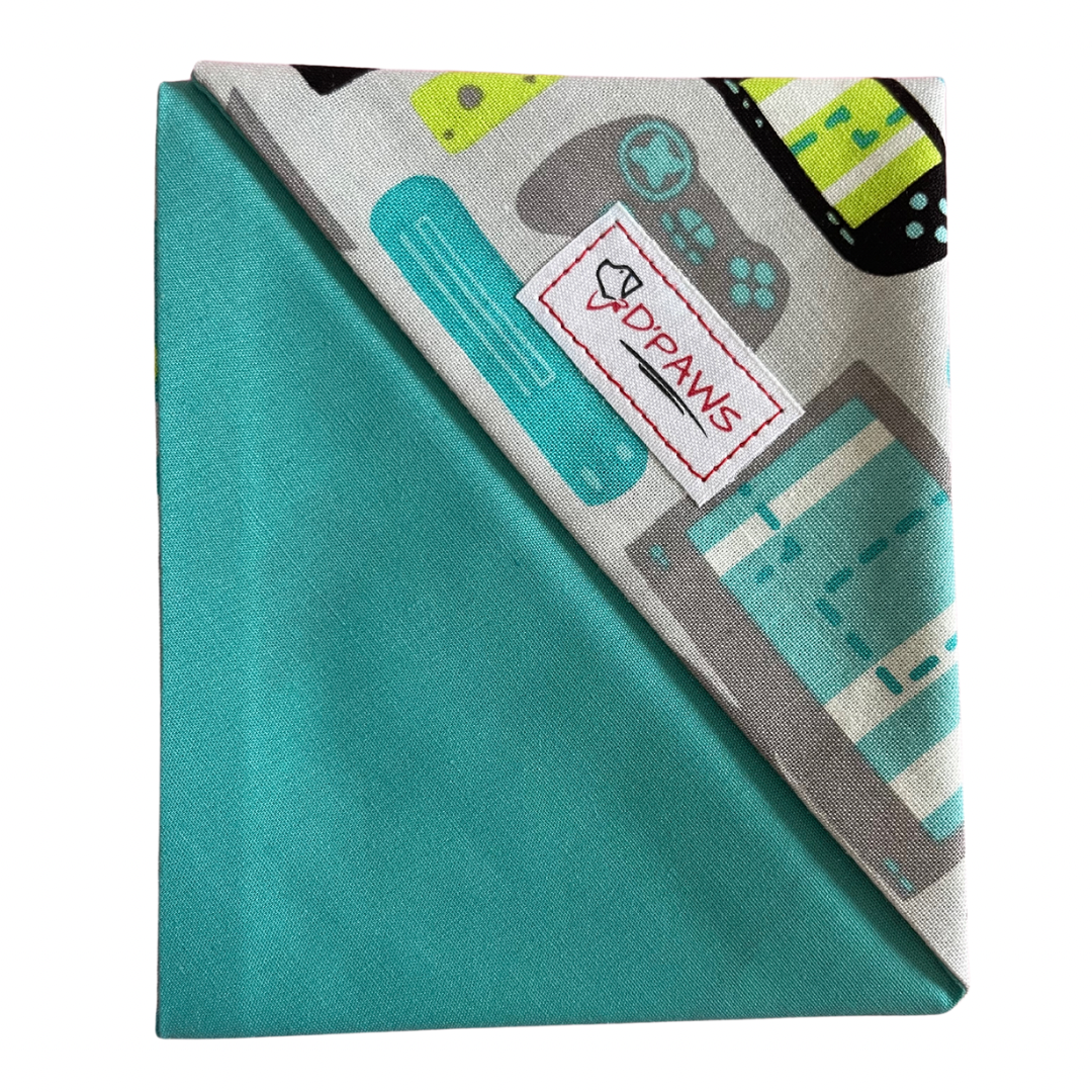 Gamer & Turquoise - Reversible Dog Bandana