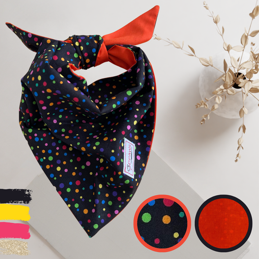 Colorful Night & Orange - Reversible Dog Bandana