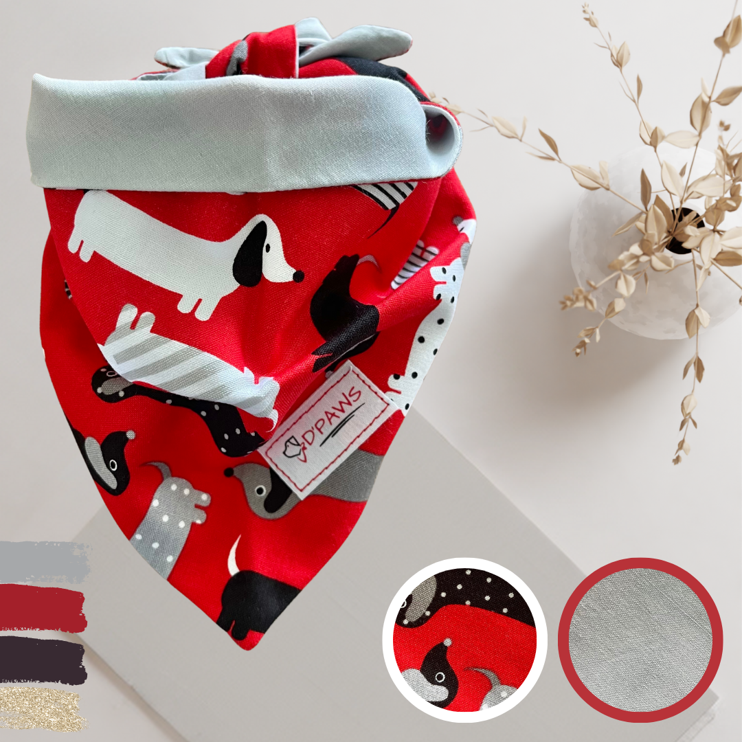 Dachshunds & Gray - Reversible Dog Bandana