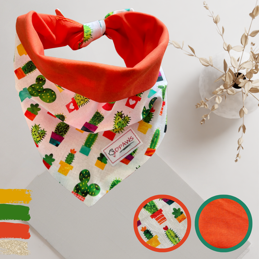 Cactus & Orange - Reversible Dog Bandana