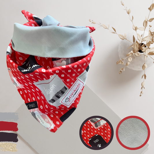 Dog Snacks & Gray - Reversible Dog Bandana