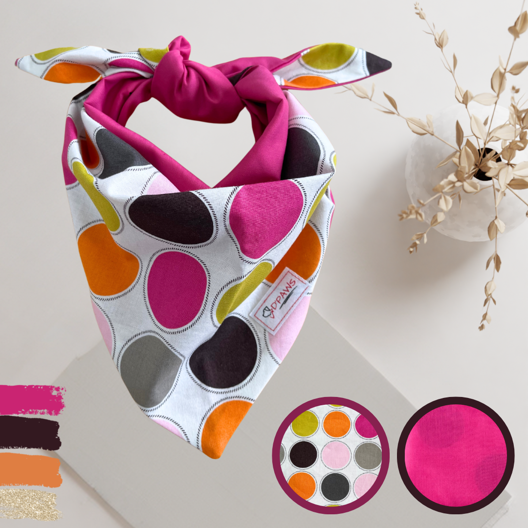 Circles & Pink - Reversible Dog Bandana