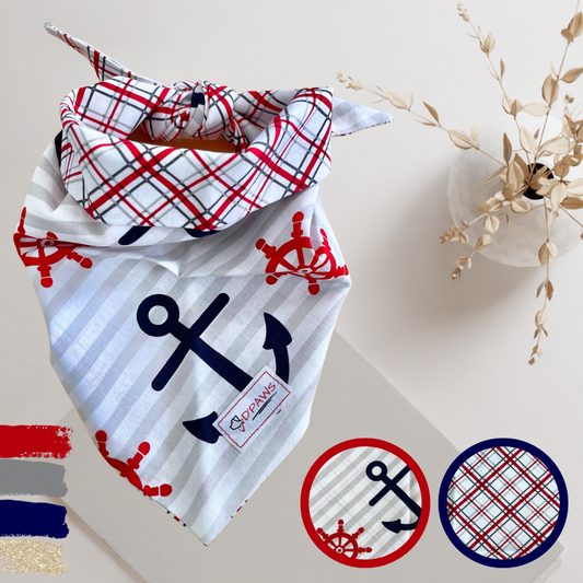 Sailor & Squares - Reversible Dog Bandana