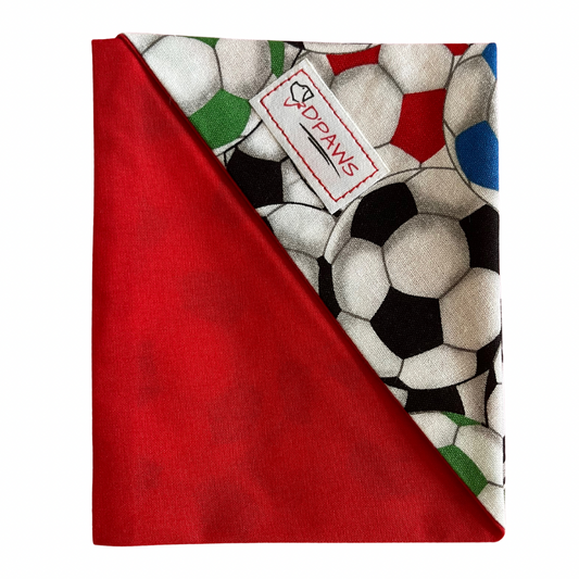 Soccer & Red - Reversible Dog Bandana