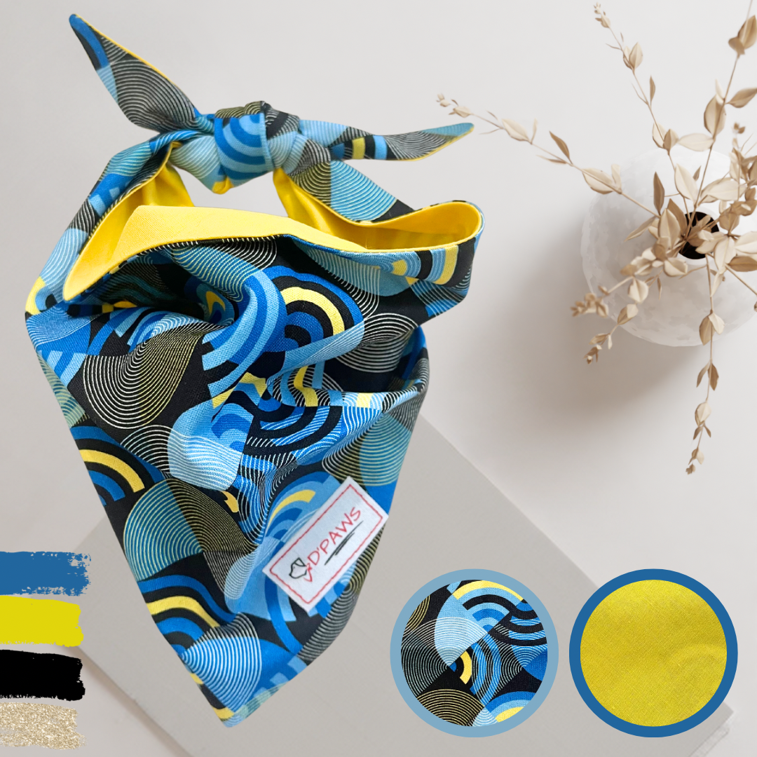 Abstract & Yellow - Reversible Dog Bandana