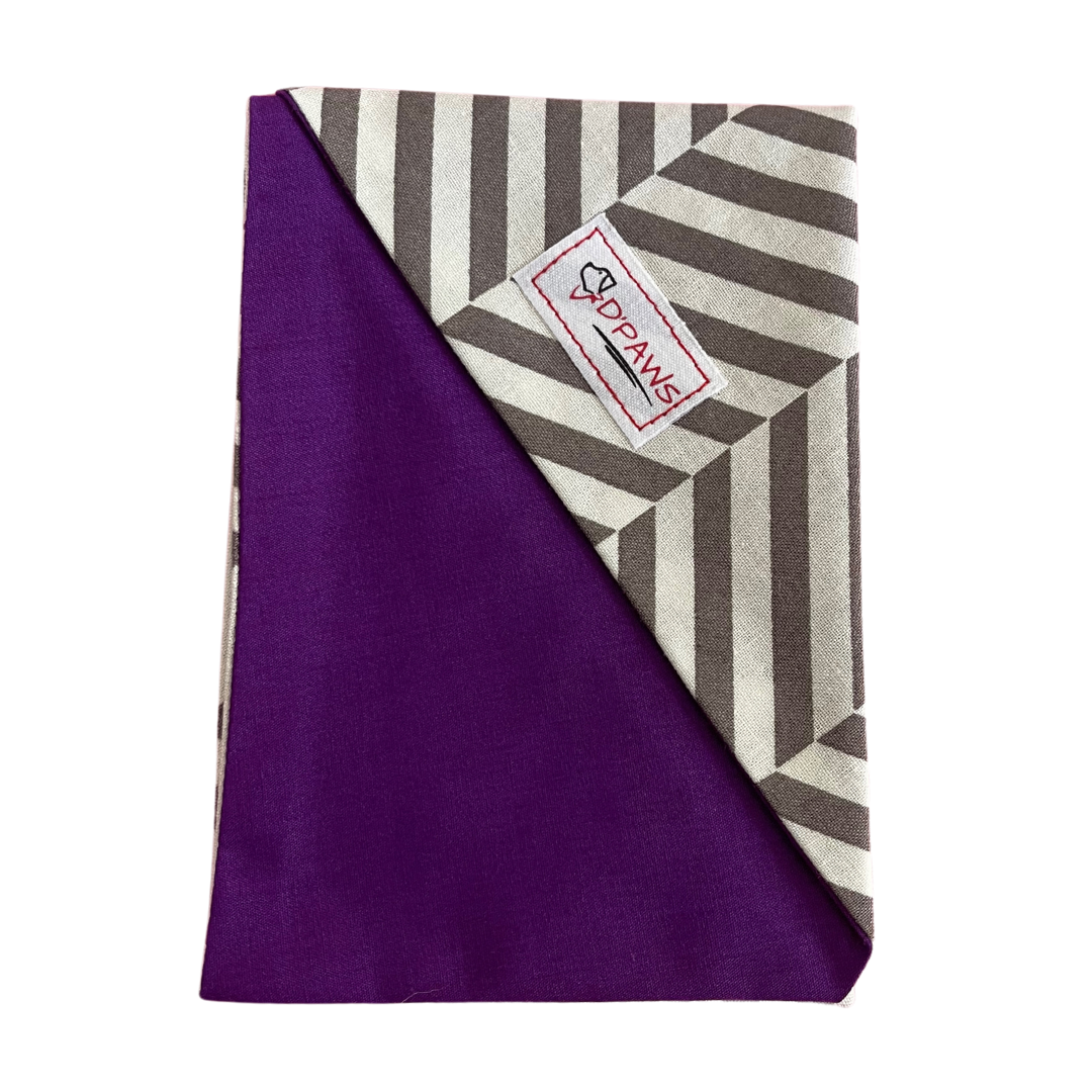 Gray Stripes & Purple - Reversible Dog Bandana