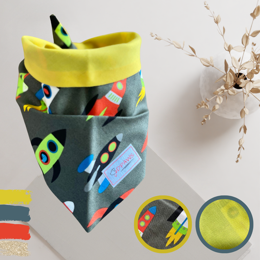 Rockets & Yellow - Reversible Dog Bandana