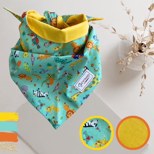 Zoo & Yellow - Reversible Dog Bandana