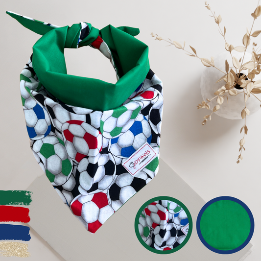 Soccer & Green - Reversible Dog Bandana