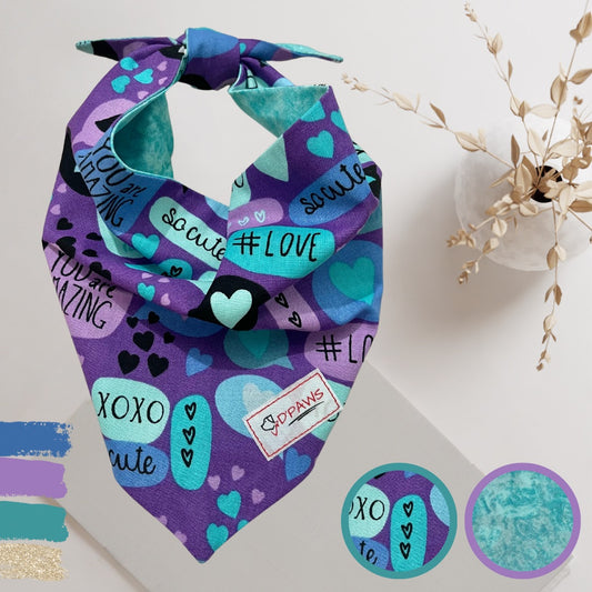 XOXO & Sky Blue - Reversible Dog Bandana